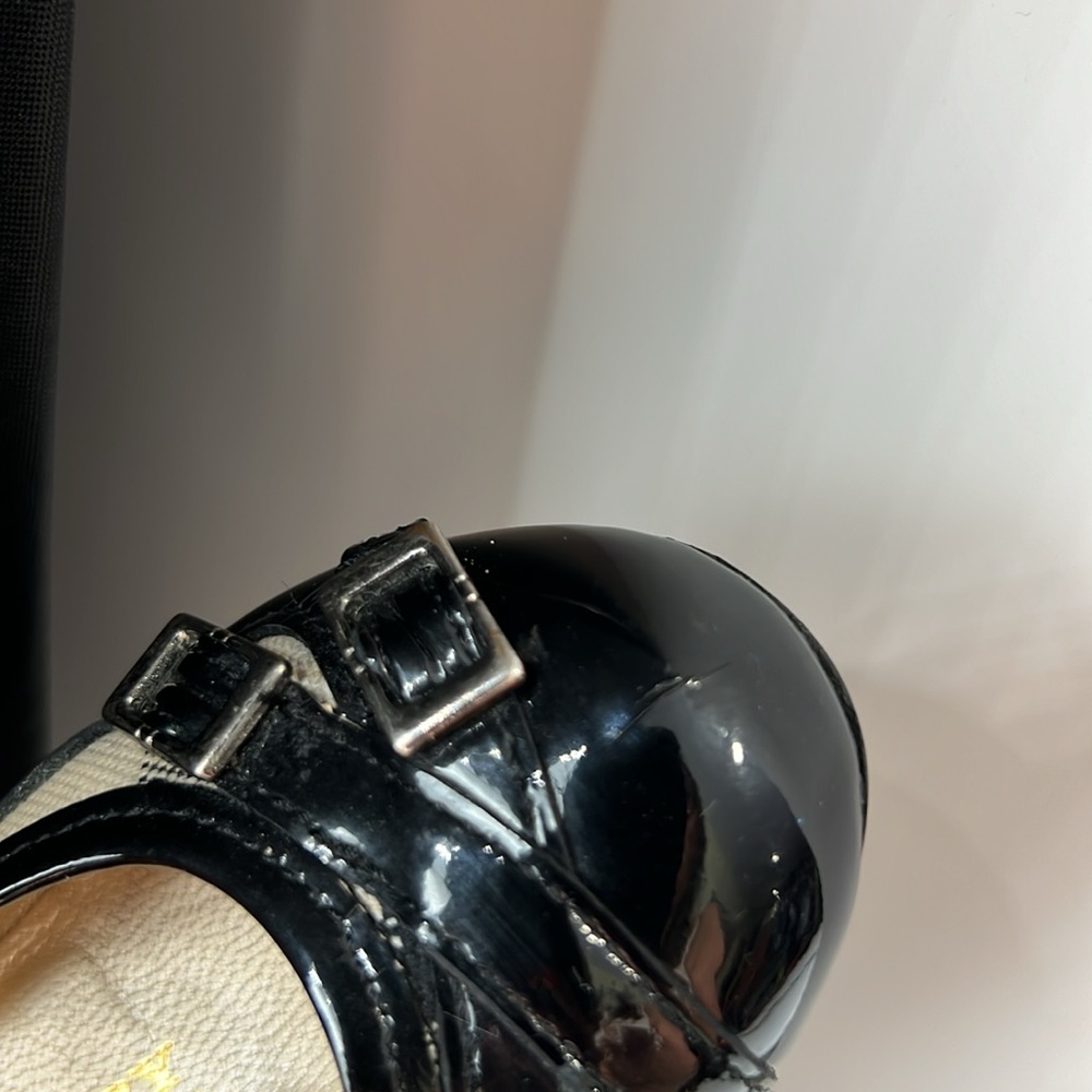 BURBERRY GIRLS PATENT LEATHER NOVA CHECK BLACK BALLERINA FLAT SZ 5C - Picture 14 of 15